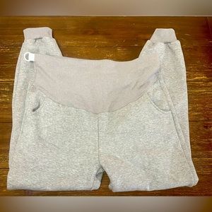 POSHDIVAH Women's Maternity Fleece Lined Pants Over The Belly